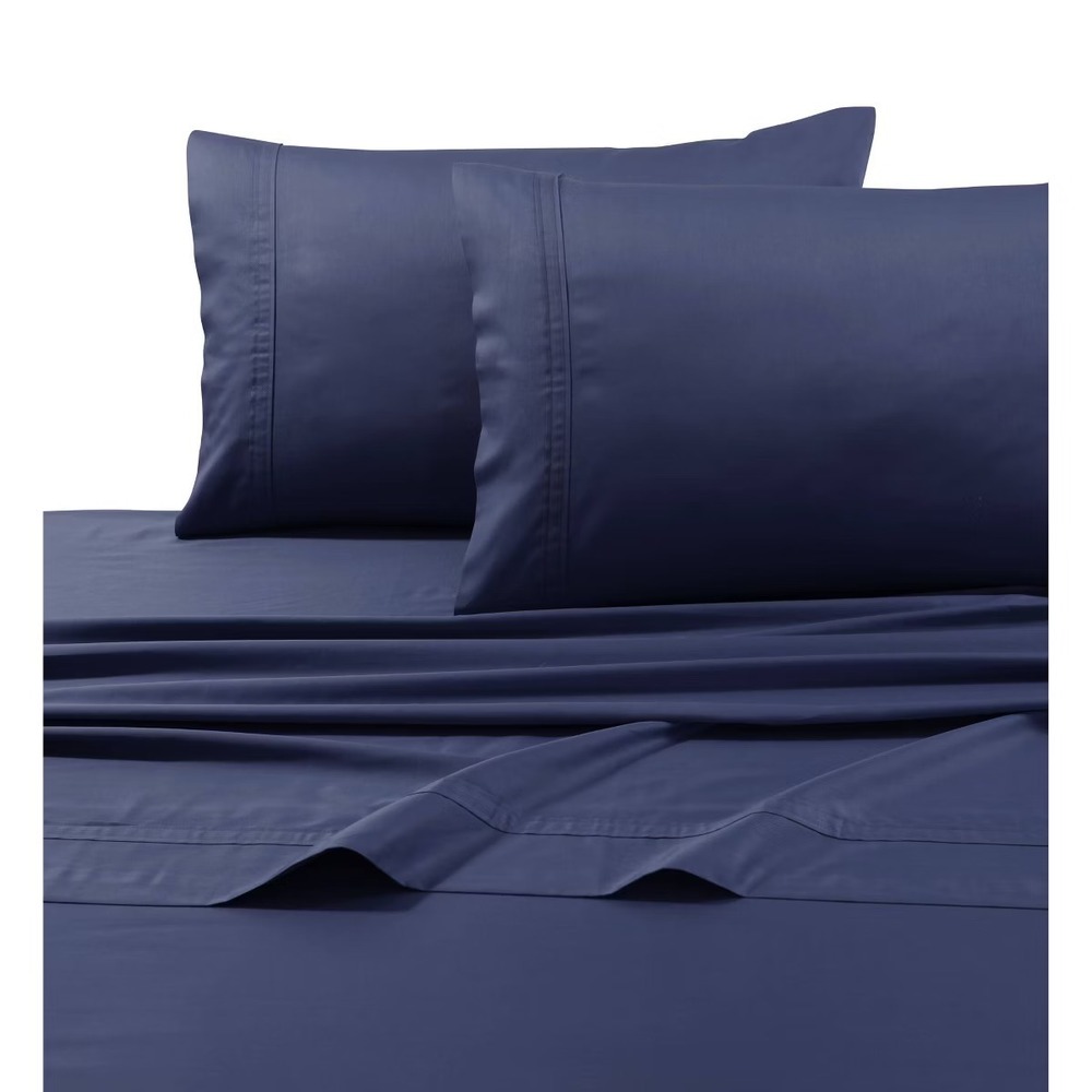Standard 500 Thread Count Sateen Pillowcase Midnight Blue - Tribeca Living